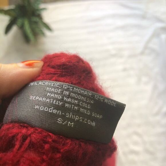 Wooden Ships Red Open Front Cardigan Sweater - Picture 6 of 6